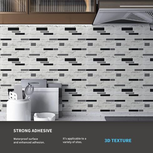 Art3d 10-Sheet Premium Self-Adhesive Kitchen Backsplash Tiles in Marble,30 * 30cm in Kuwait