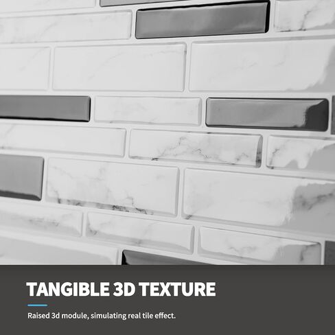Art3d 10-Sheet Premium Self-Adhesive Kitchen Backsplash Tiles in Marble,30 * 30cm in Kuwait