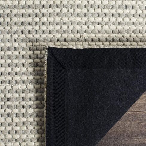 سجادة SAFAVIEH Natura Collection عداء - 2'3" x 18'، فضي وعاجي، صوف مصنوع يدويًا، مثالي للمناطق ذات حركة المرور العالية في غرفة المعيشة وغرفة النوم (NAT801G) in Saudi Arabia