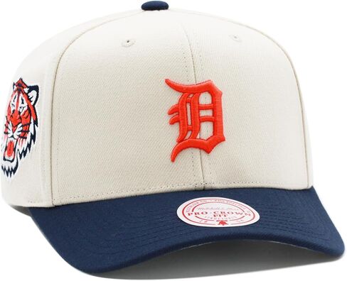 Mitchell & Ness Detroit Tigers MLB Game On Pro قبعة Snapback منحنية - أوف وايت/كحلي in Saudi Arabia