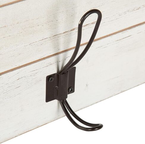 Kate and Laurel Jeran Wood Wall Shelf with 5 Hooks, White in Saudi Arabia