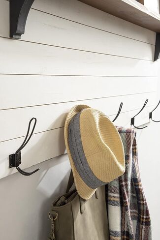Kate and Laurel Jeran Wood Wall Shelf with 5 Hooks, White in Saudi Arabia