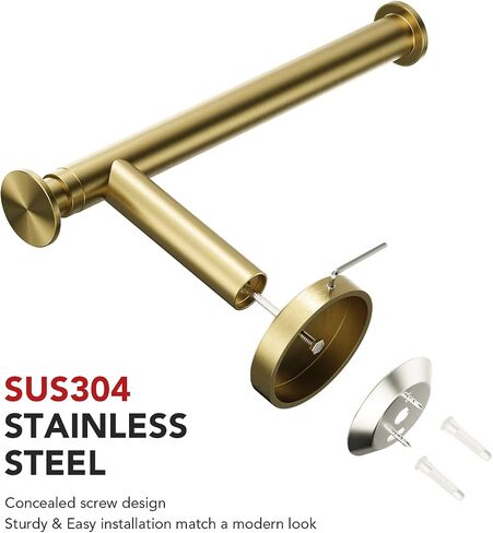 Tindbea Toilet Paper Holder 2 Pack, Extendable Double Toilet Tissue Roll Holder Wall Mount, SUS304 Stainless Steel Rustproof Bathroom Essential Accessories (Brushed Gold) in Saudi Arabia