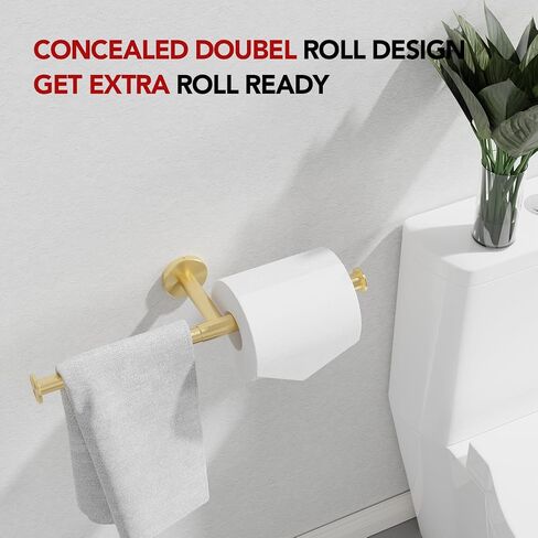 Tindbea Toilet Paper Holder 2 Pack, Extendable Double Toilet Tissue Roll Holder Wall Mount, SUS304 Stainless Steel Rustproof Bathroom Essential Accessories (Brushed Gold) in Saudi Arabia