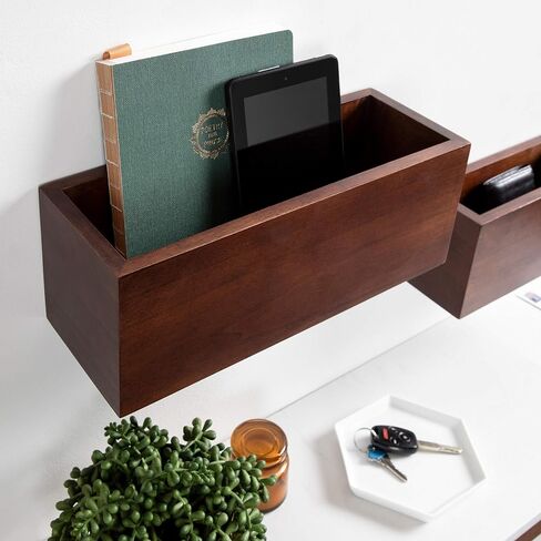 Kate and Laurel Domio Mid-Century Pocket Wall Organizer, Set of 2, Walnut Brown, Wood Office Organizer for Wall in Saudi Arabia
