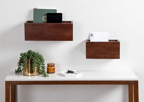 Kate and Laurel Domio Mid-Century Pocket Wall Organizer, Set of 2, Walnut Brown, Wood Office Organizer for Wall in Saudi Arabia