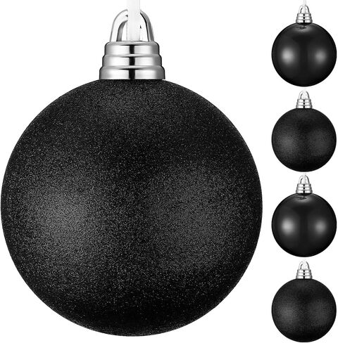 Hiboom 4 Pcs 8 Inch Large Christmas Ball Ornaments Shatterproof Hanging Tree Ornament Balls Decorations Vintage Plastic Ball Ornament with Hanging Loop Christmas Decorations for Holiday (White) in Saudi Arabia