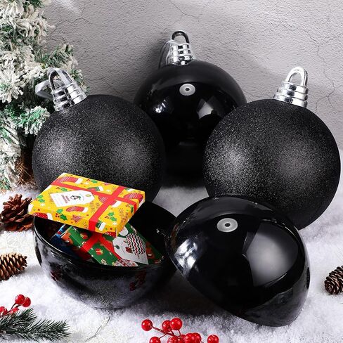 Hiboom 4 Pcs 8 Inch Large Christmas Ball Ornaments Shatterproof Hanging Tree Ornament Balls Decorations Vintage Plastic Ball Ornament with Hanging Loop Christmas Decorations for Holiday (White) in Saudi Arabia