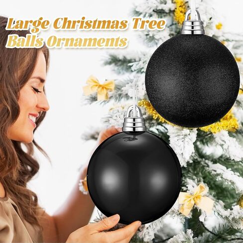 Hiboom 4 Pcs 8 Inch Large Christmas Ball Ornaments Shatterproof Hanging Tree Ornament Balls Decorations Vintage Plastic Ball Ornament with Hanging Loop Christmas Decorations for Holiday (White) in Saudi Arabia