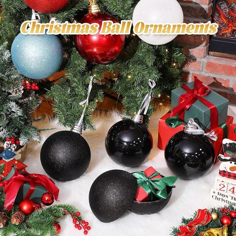 Hiboom 4 Pcs 8 Inch Large Christmas Ball Ornaments Shatterproof Hanging Tree Ornament Balls Decorations Vintage Plastic Ball Ornament with Hanging Loop Christmas Decorations for Holiday (White) in Saudi Arabia