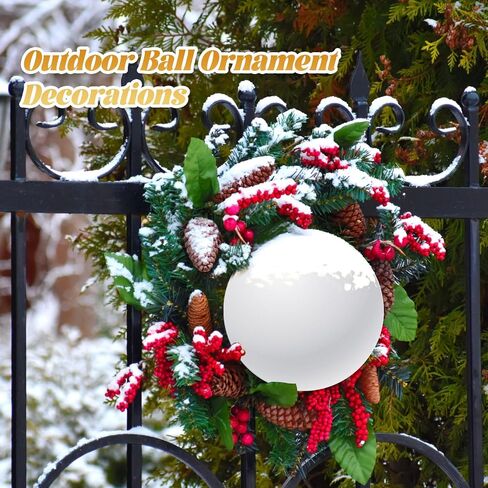 Hiboom 4 Pcs 8 Inch Large Christmas Ball Ornaments Shatterproof Hanging Tree Ornament Balls Decorations Vintage Plastic Ball Ornament with Hanging Loop Christmas Decorations for Holiday (White) in Saudi Arabia