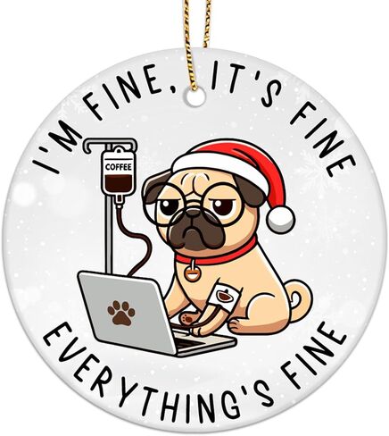 هدايا 34HD لعيد الميلاد، زخرفة عيد الميلاد للقطط السهرة من السيراميك مطبوعة على الجانبين، قطة سوداء للرجال والنساء، زينة عيد الميلاد المعلقة in Kuwait