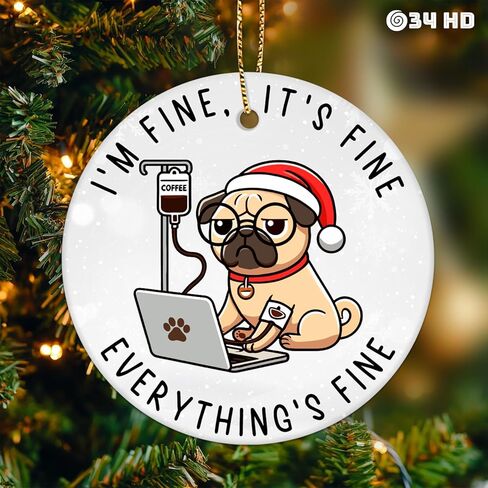 هدايا 34HD لعيد الميلاد، زخرفة عيد الميلاد للقطط السهرة من السيراميك مطبوعة على الجانبين، قطة سوداء للرجال والنساء، زينة عيد الميلاد المعلقة in Kuwait