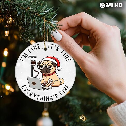 هدايا 34HD لعيد الميلاد، زخرفة عيد الميلاد للقطط السهرة من السيراميك مطبوعة على الجانبين، قطة سوداء للرجال والنساء، زينة عيد الميلاد المعلقة in Kuwait