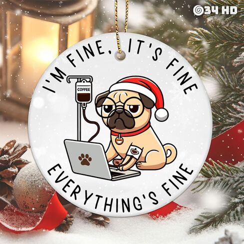 هدايا 34HD لعيد الميلاد، زخرفة عيد الميلاد للقطط السهرة من السيراميك مطبوعة على الجانبين، قطة سوداء للرجال والنساء، زينة عيد الميلاد المعلقة in Kuwait