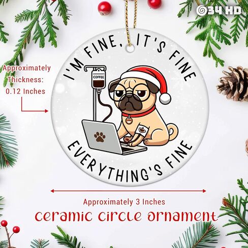 هدايا 34HD لعيد الميلاد، زخرفة عيد الميلاد للقطط السهرة من السيراميك مطبوعة على الجانبين، قطة سوداء للرجال والنساء، زينة عيد الميلاد المعلقة in Kuwait