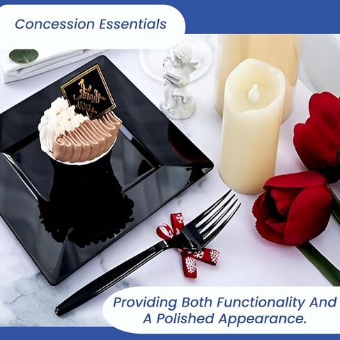 شوكات بلاستيكية سوداء ثقيلة الوزن مقاس 7.25 سم / مغلفة بشكل فردي - عبوة من 100 قطعة in Kuwait