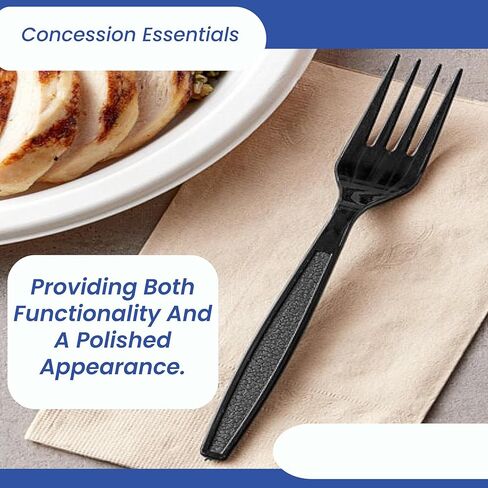 شوكات بلاستيكية سوداء ثقيلة الوزن مقاس 7.25 سم / مغلفة بشكل فردي - عبوة من 100 قطعة in Kuwait