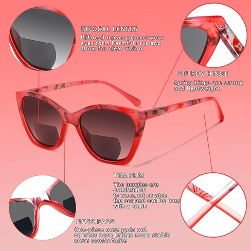 SIGVAN 4 Pack Bifocal Reading Sunglasses for Women Spring Hinge Outdoor Sunglasses Fashion Ladies Bifocal Sun Readers in Saudi Arabia