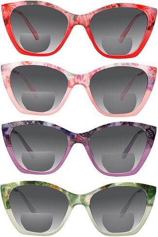 SIGVAN 4 Pack Bifocal Reading Sunglasses for Women Spring Hinge Outdoor Sunglasses Fashion Ladies Bifocal Sun Readers in Saudi Arabia