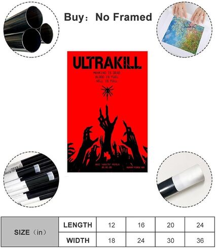 ALIBAG Game Ultrakill 9 قماش ملصق جدار الفن ديكور طباعة صور لوحات لغرفة المعيشة غرفة نوم الديكورUnframe-style12x18 بوصة (30x45 سم) in Kuwait