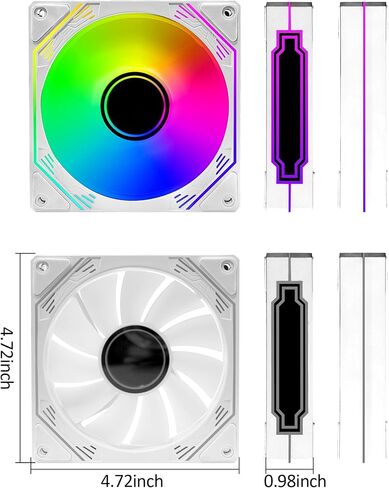 PANO-MOUNTS 120 مم ARGB Fan Infinity Mirror عكس تدفق الهواء 5V 3Pin قابل للعنونة RGB PWM PC مبرد مياه وحدة المعالجة المركزية مروحة 500-1500RPM أسود 3 عبوات in Saudi Arabia