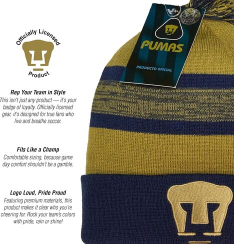 Icon Sports Officially Licensed World Clubs Pom Beanie - Premium Soft Knit Winter Hat for Soccer Fans, Warm Soccer Fan Gear in Saudi Arabia