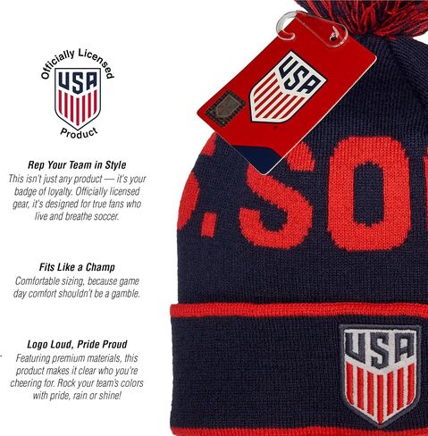 Icon Sports Officially Licensed World Clubs Pom Beanie - Premium Soft Knit Winter Hat for Soccer Fans, Warm Soccer Fan Gear in Saudi Arabia