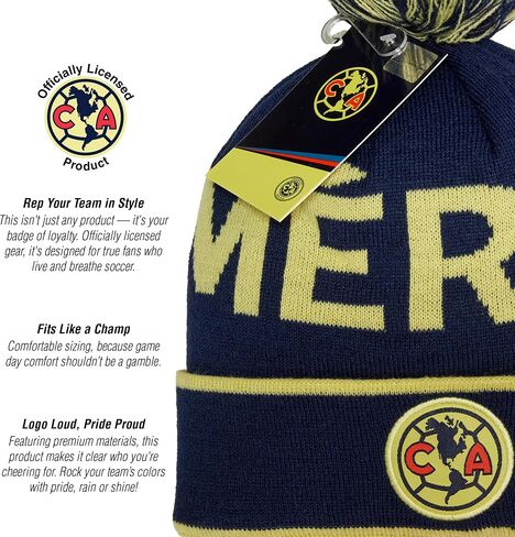 Icon Sports Officially Licensed World Clubs Pom Beanie - Premium Soft Knit Winter Hat for Soccer Fans, Warm Soccer Fan Gear in Saudi Arabia
