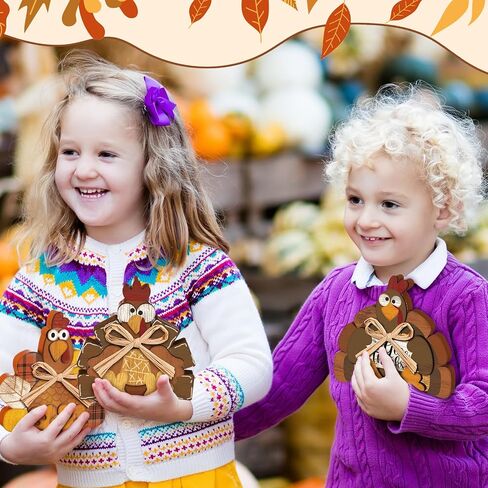 Ferraycle 3 Pcs Thanksgiving Turkey Decor Fall Decor Autumn Farmhouse Sign Rustic Tiered Tray Decorations Table Centerpieces Standing Wooden Block Sign for Halloween Home Kitchen in Saudi Arabia