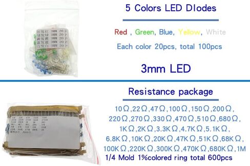 1390pcs Electronic Component Kit LED Diodes, Metal Film Resistors Electrolytic Capacitor Package Common Diodes Ceramic Capacitors, Common Transistor in Saudi Arabia