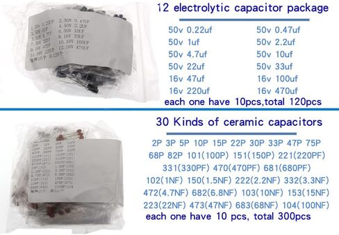 1390pcs Electronic Component Kit LED Diodes, Metal Film Resistors Electrolytic Capacitor Package Common Diodes Ceramic Capacitors, Common Transistor in Saudi Arabia