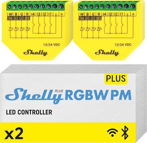 Shelly Plus RGBW PM | WiFi & Bluetooth Smart Remote Control for RGBW Led Strips with Power Metering | Home Automation | No Hub | Compatible with Alexa & Google Home | iOS Android App (2 Pack) in Saudi Arabia