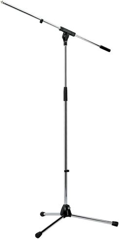 K&M Konig & Meyer 21060.500.87 Tripod Microphone Stand With Boom Arm | Clutch Height Adjustment | Soft-Touch Lock | Folding Leg Design | Zinc Die-Cast Base | German Made | Gray Powder Coated in Saudi Arabia