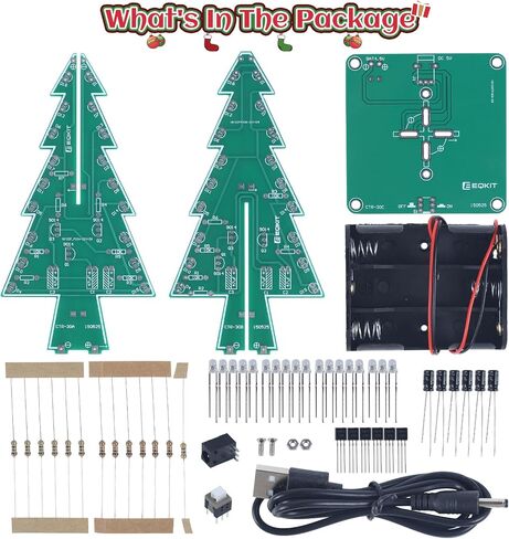 IS Christmas Tree Soldering Project, Icstation 3D Xmas Tree Soldering Kit with LED Flashing Lights Soldering Practice 7 Colors DIY Electronic Assemble Kit for Learning Teaching STEM Educational in Saudi Arabia