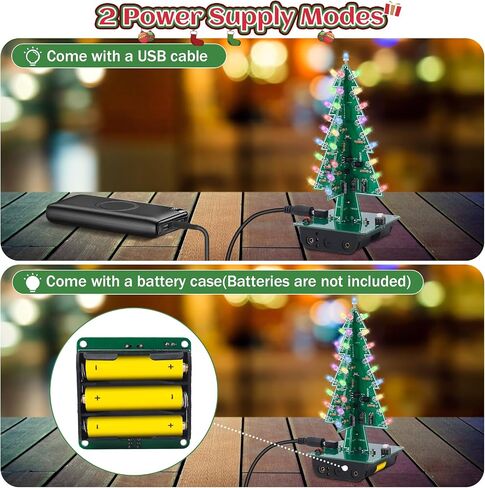 IS Christmas Tree Soldering Project, Icstation 3D Xmas Tree Soldering Kit with LED Flashing Lights Soldering Practice 7 Colors DIY Electronic Assemble Kit for Learning Teaching STEM Educational in Saudi Arabia