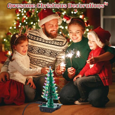 IS Christmas Tree Soldering Project, Icstation 3D Xmas Tree Soldering Kit with LED Flashing Lights Soldering Practice 7 Colors DIY Electronic Assemble Kit for Learning Teaching STEM Educational in Saudi Arabia