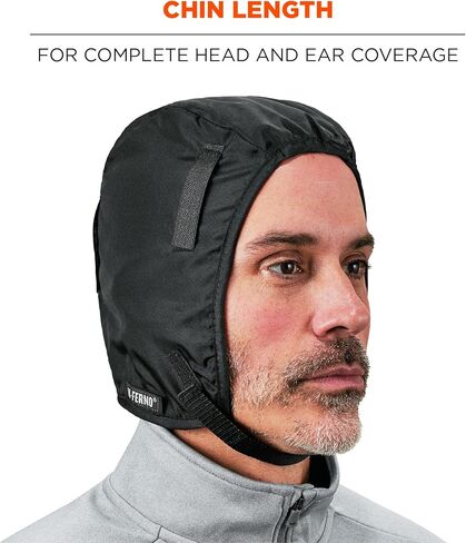 Ergodyne - 16840 Winter Hard Hat Liner, Thermal Fleece Lining, Chin Length, N-Ferno 6840,Black in Kuwait