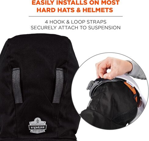 Ergodyne - 16840 Winter Hard Hat Liner, Thermal Fleece Lining, Chin Length, N-Ferno 6840,Black in Kuwait
