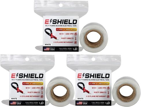 Bond It E-Shield Self-Fusing Silicone Tape, Adhesive-Free, Arc & Track Resistant Electrical Insulation Wrap, Waterproof, Heat Resistant Up to 500F, Non-Sticky, 1" x 10' x 12mil, Black in Kuwait