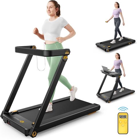 UREVO Treadmill with Desk, 3 in 1 Foldable Treadmill with Removable Desk, Install Free Under Desk Treadmill, 3HP Powerful Walking Treadmill for Office with Remote and 2s Folding in Kuwait