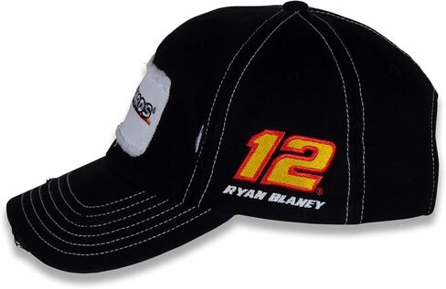 Ryan Blaney #12 NASCAR 2024 Menards Vintage Patch Stressed Brim Black Hat in Saudi Arabia
