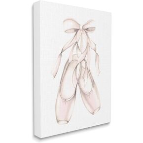 Stupell Industries Soft Pink Ballerina Slippers Ballet Dance Shoes, Designed by Studio Q Canvas Wall Art, Off-White, 24x30