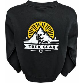 سويت شيرت TrekGear، مزيج من القطن، رقبة دائرية، كم طويل كاجوال، لون أسود خالص، ماص للرطوبة، مقاس مريح، مقاس كبير in Kuwait