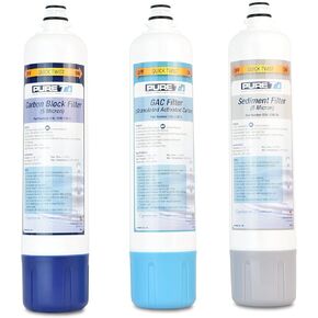 PureT - Filter Set for EZ Slim Reverse Osmosis System - Water Filter Purification Set, Water Filter Replacement, Sediment, Carbon Block, Coconut Shell & Reverse Osmosis Water Filters, (EZ-SLIM-SET4)