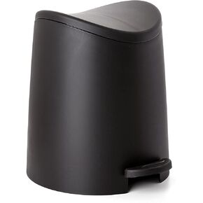 Small Plastic Bathroom Trash Can with Lid 3 Liter Modern Curved Step On Trash Can with Foot Pedal, Mini Kitchen Waste Bin, Durable and Soft Close for Bedroom, Office, Under Desk (Ecohome-2 Pack)