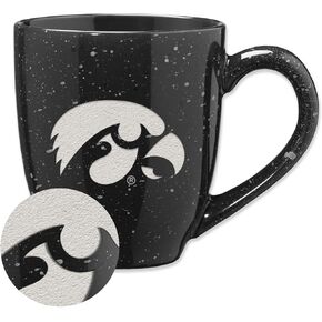 Rico Industries NCAA Iowa Hawkeyes Main 16 oz Team Color Laser Engraved Speckled Ceramic Coffee Mug