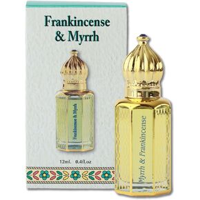 Anointing Oil from Jerusalem Blessed with Biblical Oils Roll-on Holy Oil - 12 Ml - Elegant Middle Eastern Style Bottle - Religious Gift for Prayers & Blessings (12ml, Frankincense & Myrrh)