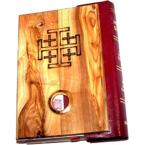 Holy Land Market Olive Wood Millennium Bible with 'Incense' ~ Red-Letter King James Version of The Old and The New Testament