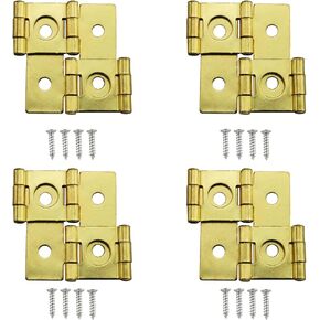 4pcs Screen Hinge Gold Furniture Folding Double Acting Hinges with Mounting Screws, 360 Degree Rotation